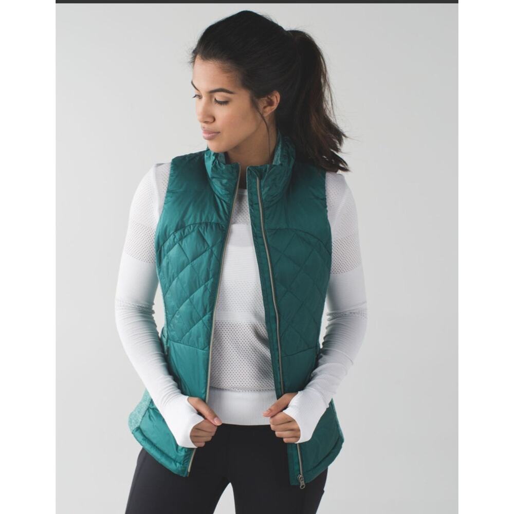lululemon athletica Teal Quilted Puffer Vest with Stand Collar